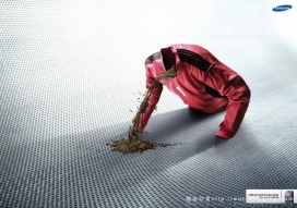 韩国三星呕吐的衣服衬衫：洗衣机创意平面广告