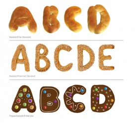 欧美极具创意设计的面包食物字体设计