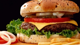 高清晰cheeseburger汉堡包美食壁纸