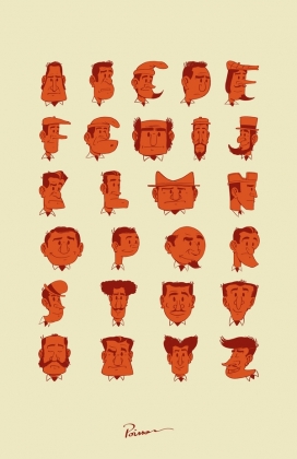 TypeFace人像头部象形字母字体-加拿大魁北克Julien Poisson字母设计师作品
