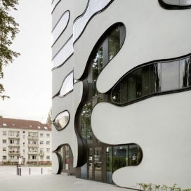 有机弯曲玻璃和白色渲染网格门面的建筑-德国J. Mayer H.建筑师作品