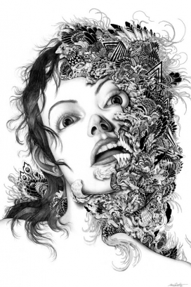 超现实主义像艺术品一样的人物肖像插画-英国iain macarthur插画师作品