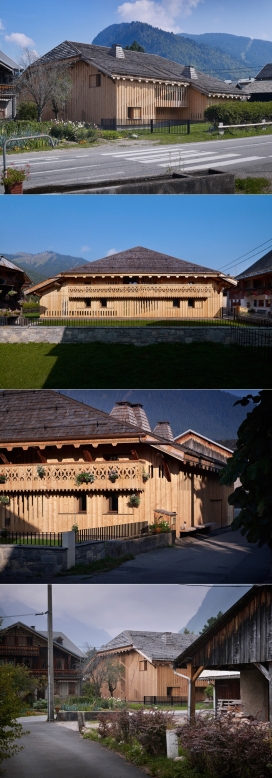 法国阿尔卑斯山农舍中笨重木包建筑物别墅-法国JKA建筑师作品