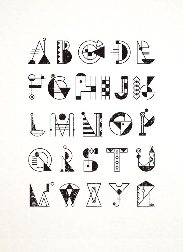 bauchstaben几何形状和线条组成的字体-设计灵感来自一个有趣好玩的包
