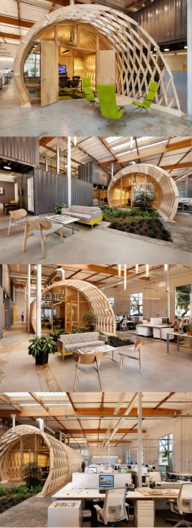 室内木质拱形遮罩空间-专为Cuningham宾馆设计