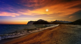 克里米亚海滩夕阳美景