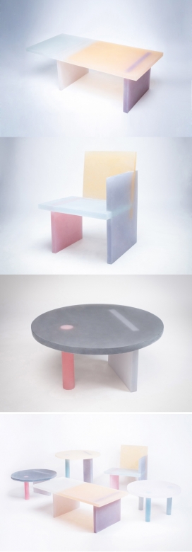 公园彩色树脂板椅子凳子-韩国Wonmin Park设计师作品