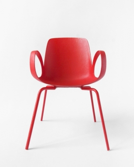 线条流畅红色椅子-仿生形式强调与环境的相似性