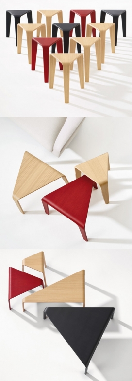 三角形桌子和凳子-西班牙Lievore Altherr Molina设计师作品