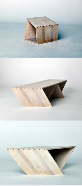 复杂扭曲角度咖啡桌-瑞典家具产品设计师Ola Giertz作品，灵感来自隐形战斗机的启发