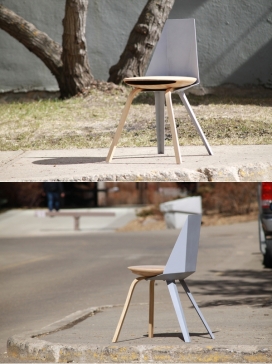 灰硬木椅子-椅子上钢铁部分的变化，代表假肢形式