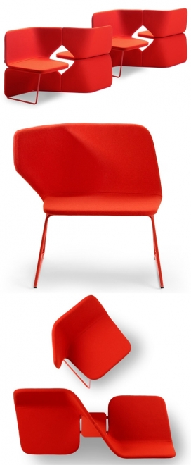 时尚红色弯曲靠背席位设计-荷兰UNStudio设计师作品