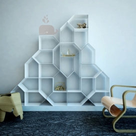 蜂窝状壁挂式书架存物柜设计-意大利年轻设计师作品