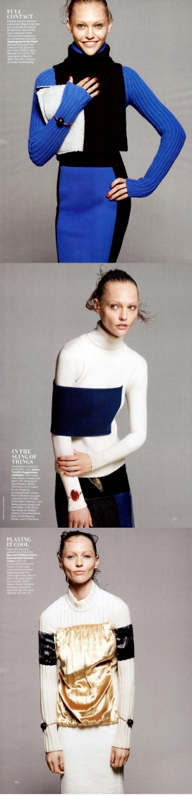 卡米拉尼克森-Vogue美国2013-7月-采用白色，黑色和蓝色为主的女装秀