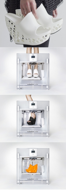 设计师Janne Kyttanen一夜之间创建的一系列3D打印的鞋子-有四种不同风格