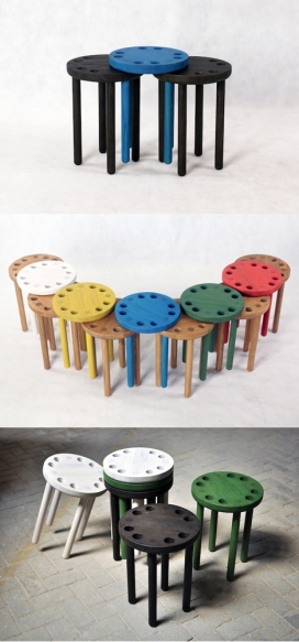 可堆叠的带孔的小登子-2013伦敦设计节-斯德哥尔摩设计师Kyuhyung Cho作品