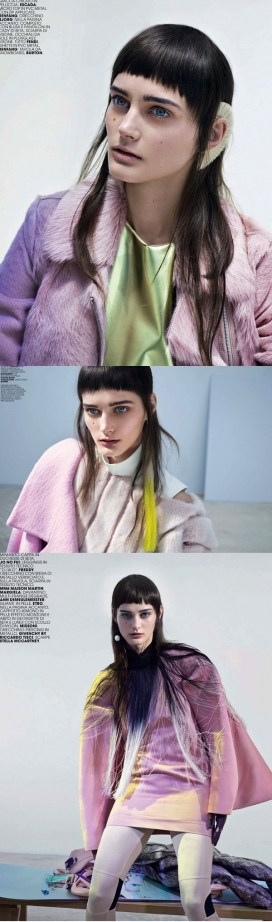 玛丽克莱尔意大利2013年10-鲜艳的颜色，粉彩和金属装饰，构成一幅现代化，未来派风格时装秀