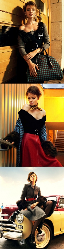 Elle俄罗斯2013年12月-普拉达时尚女装秀-复古魅力的故事