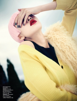 甜蜜的诱惑-Bazaar芭莎韩国2013年11月-马卡龙的颜色外套毛衣和礼服风格