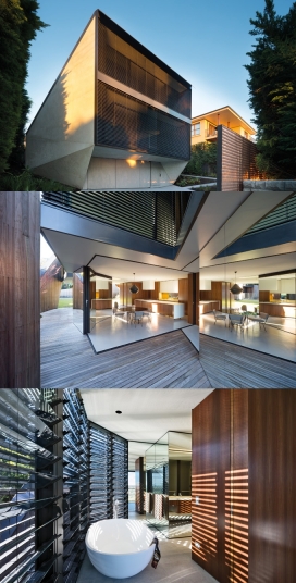 悉尼K别墅建筑-房屋533平方米，整栋别墅没有窗户或诱人的装饰，只有角平面混凝土和木板