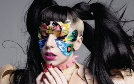 美女Lady Gaga蝴蝶面彩妆面部设计
