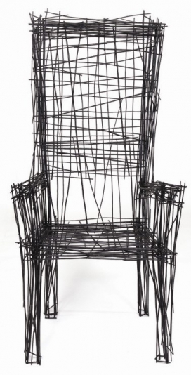 充满活力的抽象钢丝扶手椅-家具的灵感来自旧金山公园线路图-韩国首尔Jin il Park家居工业设计师作品
