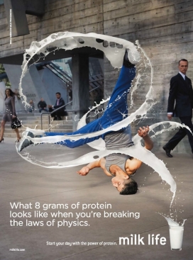 奶花艺术街舞-MilkPEP牛奶食品平面广告