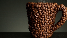 抽象的咖啡豆杯