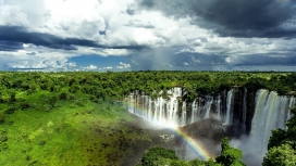 非洲安哥拉瀑布彩虹壁纸