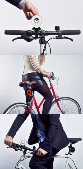 伦敦设计师保罗双O自行车LED灯-面临盗窃和眩光的光源，想设计了一个时尚的光，灵感直接来自自行车的形状