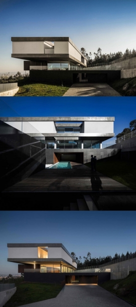 悬臂透明层建筑-位于葡萄牙，里面住着一个年轻的家庭，从卧室到服务区，都有分开公共生活空间