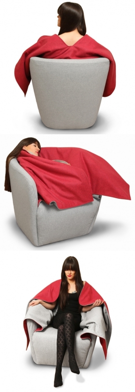 童话风格的椅子罩-像红毯子包裹周围的小红帽披风-德国设计师Hanna Emelie设计师作品-