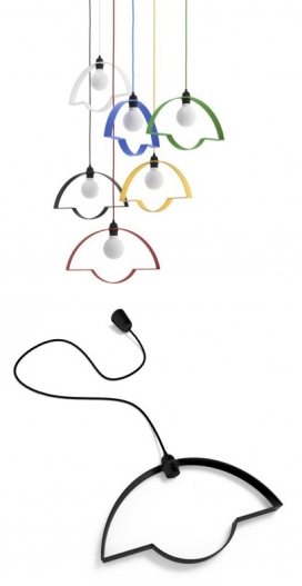 NOWA STOŁOWA抽象“耳塞”吊灯设计-在现实中看起来完全像一个画在纸上的耳机，丰富多彩的电缆给内饰一个卡通的感觉！