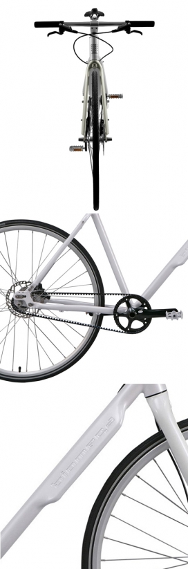 纽约自行车设计-丹麦Biomega设计公司作品，设计包括功能，使交通更安全和更舒适。设计最大的特点是采用一个不寻常的驱动轴，而不是典型的链条，以无循环概念碳纤维带传动后轮