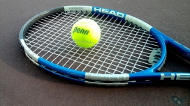 网球拍上的网球