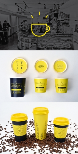 Demitasse Creamery乳品厂牛奶饮品包装设计-非常可喜的黄黑白调色板