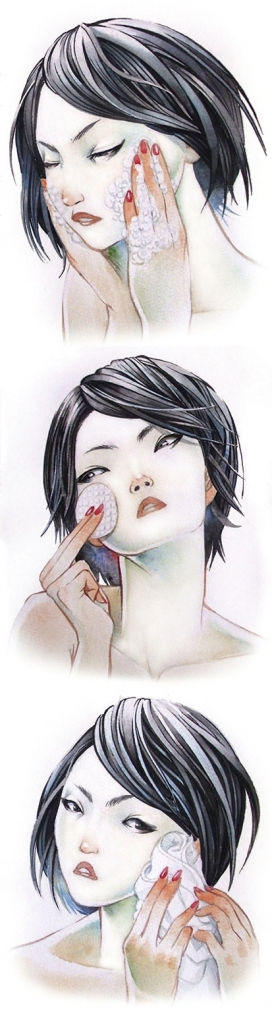 Geisha Skin-洗脸美女插画