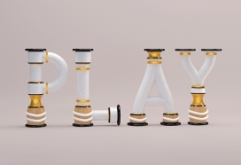 PLAY-3D水管柱形字母设计
