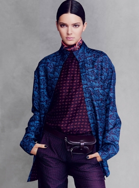 肯德尔-Vogue英国-酷酷的围巾，衬衫，短裤时装秀