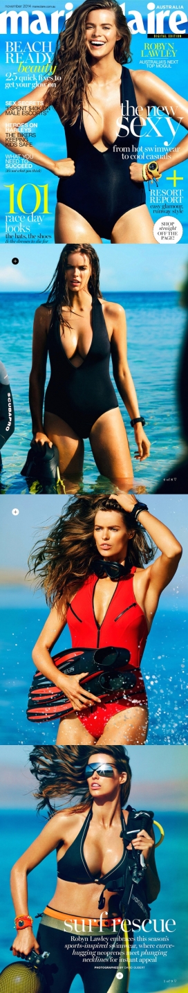 罗宾・劳利-Marie Claire玛丽克莱尔澳大利亚2014年11月-运动风格的泳衣时装秀