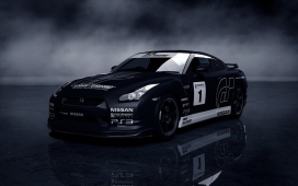 高清晰黑色经典日产GTR跑车壁纸下载