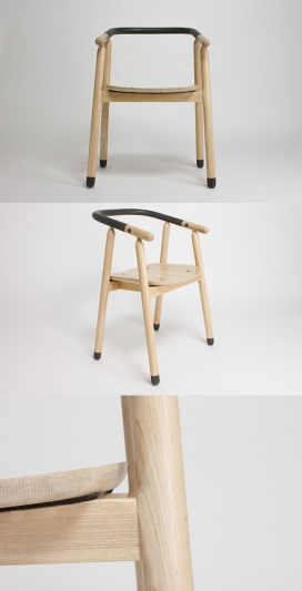 Flecto圆钉高脚木质扶手椅设计