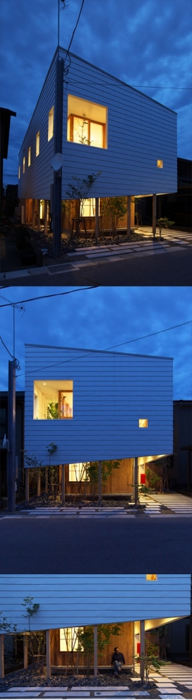 日本白色木屋-设计了两间卧室的木制四口之家住宅