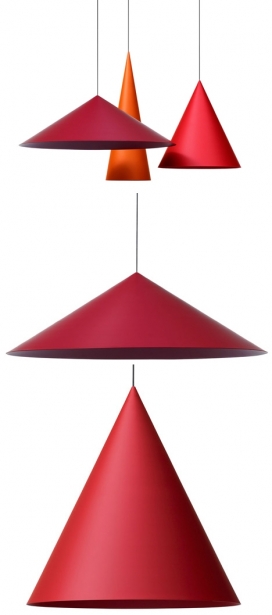 锥形吊灯-斯德哥尔摩Claesson Koivisto设计工作室-三个巨大的锥形品牌照明灯