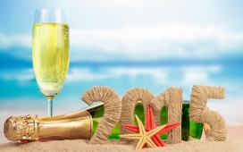 2015沙滩香槟美酒装饰礼品壁纸