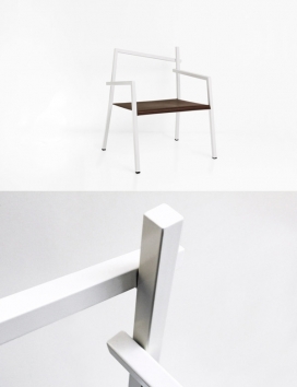 酒店白椅-椅子看起来就像是拼凑起来，给它一个雕塑的品质，全部采用真皮座椅手工缝制，看起来是不稳定，你甚至可以通过选择不同类型的皮革或框架的颜色自定义椅子