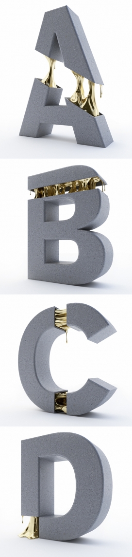 Gold Filling-黄金灌装的字母设计