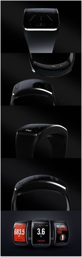 Samsung Gear S三星优雅弯曲的独立智能腕表带-可以定制屏幕钟面和多变的肩带有助于表达自己的风格。