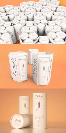 健康的生活方式-TOclock草药冰茶-有不同的口味，柔和的调色板颜色，每个颜色代表不同时间喝
