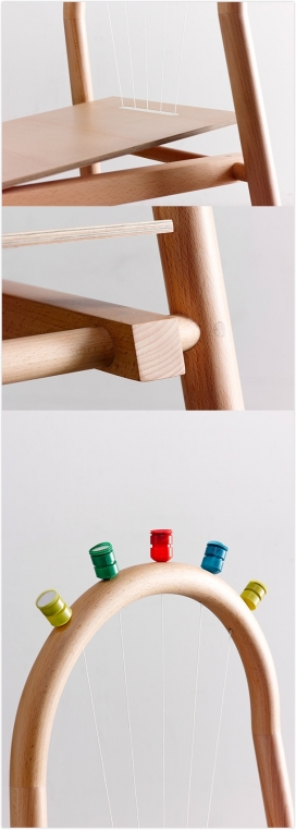 榉木塑造的表演椅子-采用矮胖线定义设计
